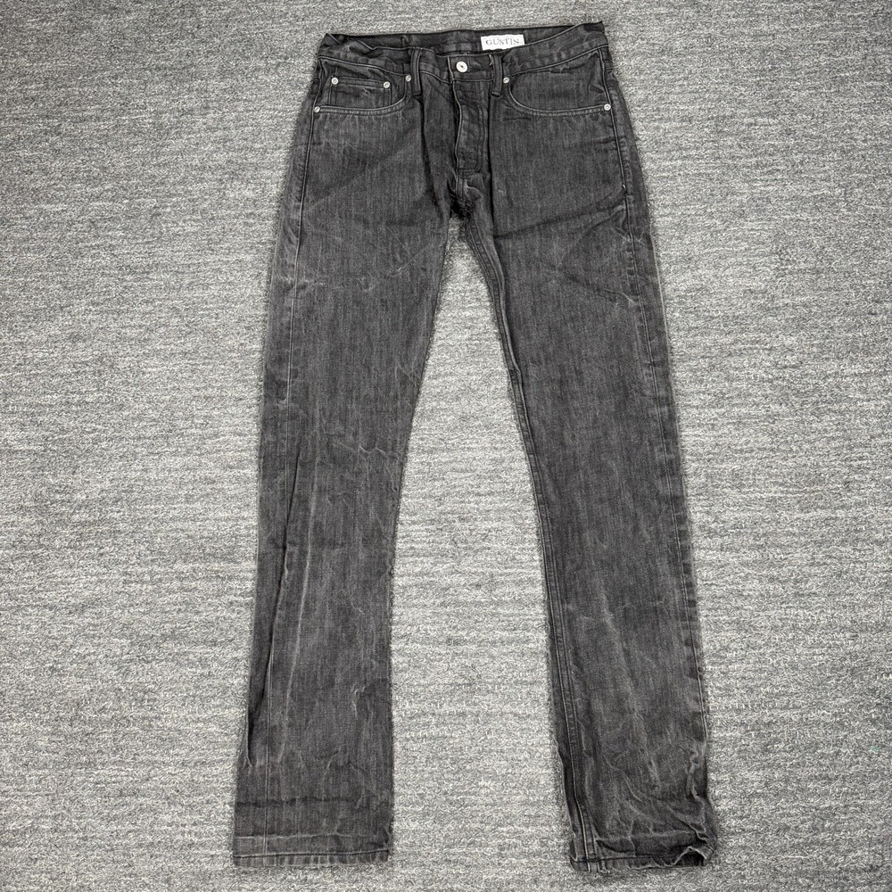 Gustin Jeans 33X33 Black Raw Selvedge California Skinny Made in the USA Denim